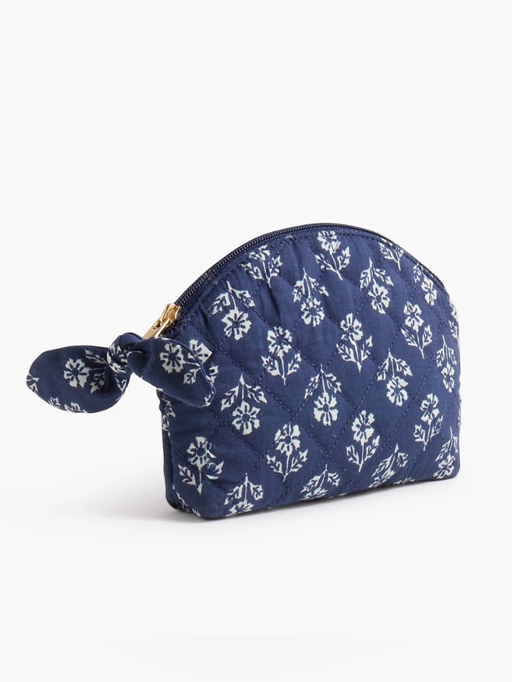 J.Crew Quilted Navy Floral Mini Pouch
